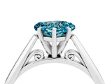 Silver Heart Cut Blue Topaz Solitaire Engagement Ring with Cathedral Setting and Four-Prong Mount_4
