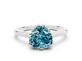 Silver Heart Cut Blue Topaz Solitaire Ring with Flower Prong Setting and Classic Band_16