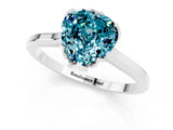 Silver Heart Cut Blue Topaz Solitaire Ring with Flower Prong Setting and Classic Band_17