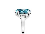 Silver Heart Cut Blue Topaz Solitaire Ring with Flower Prong Setting and Classic Band_21