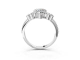 Silver Heart Cut Brilliant Diamond with Cluster Setting on a Beaded Band and Four-Prong Setting_10