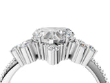 Silver Heart Cut Brilliant Diamond with Cluster Setting on a Beaded Band and Four-Prong Setting_11