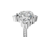 Silver Heart Cut Brilliant Diamond with Cluster Setting on a Beaded Band and Four-Prong Setting_12