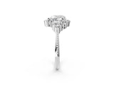 Silver Heart Cut Brilliant Diamond with Cluster Setting on a Beaded Band and Four-Prong Setting_9