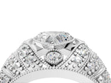 Silver Heart Cut Brilliant Halo Pave Diamond Milgrain Ring_17