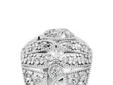 Silver Heart Cut Brilliant Halo Pave Diamond Milgrain Ring_18