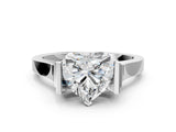 Silver Heart Cut Brilliant Solitaire Diamond Ring with Channel Set Band and Bar Prong Setting_48