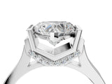 Silver Heart Cut Brilliant Solitaire Diamond Ring with Channel Set Band and Bar Prong Setting_52