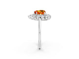 Silver Heart Cut Citrine Floral Double Halo Engagement Ring with Prong Setting_164