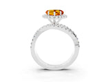 Silver Heart Cut Citrine Halo Ring with Round Split Shank and Prong Setting_69