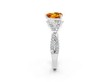 Silver Heart Cut Citrine  Halo Twist Band Solitaire Prong Setting Ring_14