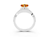 Silver Heart Cut Citrine  Halo Twist Band Solitaire Prong Setting Ring_15