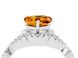 Silver Heart Cut Citrine  Halo Twist Band Solitaire Prong Setting Ring_16