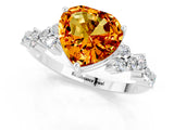 Silver Heart Cut Citrine Scattered Round Accent Ring with Prong Setting_31
