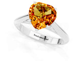 Silver Heart Cut Citrine Solitaire Engagement Ring with Cathedral Setting and Four-Prong Mount_1