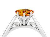Silver Heart Cut Citrine Solitaire Engagement Ring with Cathedral Setting and Four-Prong Mount_4