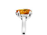 Silver Heart Cut Citrine Solitaire Ring with Flower Prong Setting and Classic Band_11