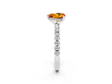 Silver Heart Cut Citrine Solitaire Ring with Round  Pavé Band and Four-Prong Setting_26