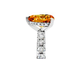 Silver Heart Cut Citrine Solitaire Ring with Round  Pavé Band and Four-Prong Setting_29