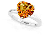 Silver Heart Cut Citrine Solitaire Ring with Thin Band and Prong Setting_55