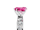 Silver Heart Cut Cut Channel Set Diamond Engagement Ring with Four-Prong Setting_11