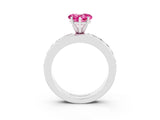 Silver Heart Cut Cut Channel Set Diamond Engagement Ring with Four-Prong Setting_9