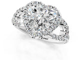 Silver Heart Cut Cut Diamond Halo Engagement Ring with Open Split Pavé Band_14