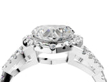 Silver Heart Cut Cut Diamond Halo Engagement Ring with Open Split Pavé Band_17