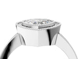 Silver Heart Cut-Cut Diamond Halo Engagement Ring with Pave Band and Prong Setting_17