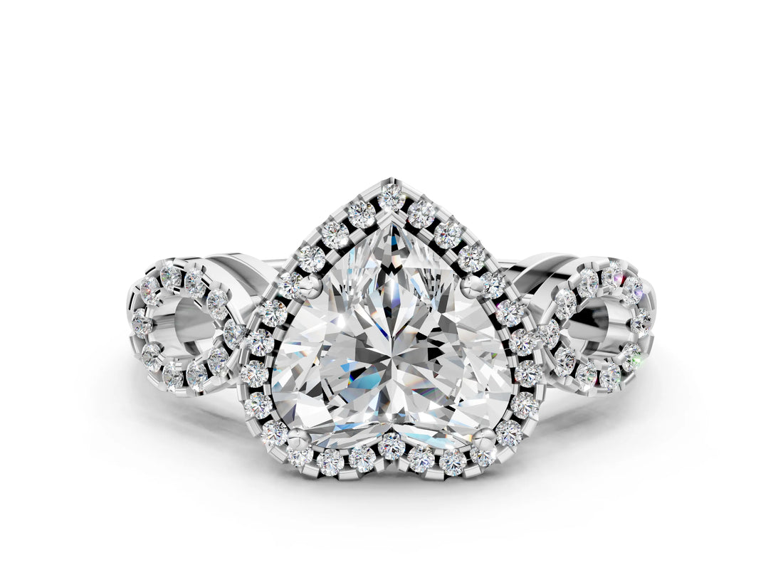 Silver Heart Cut Cut Halo Diamond Infinity Band with Four-Prong Setting_13