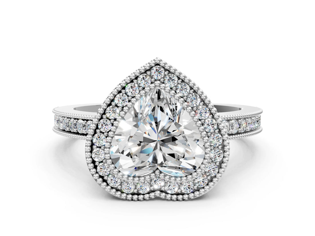 Silver Heart Cut Cut Halo Pavé Diamond Ring_13