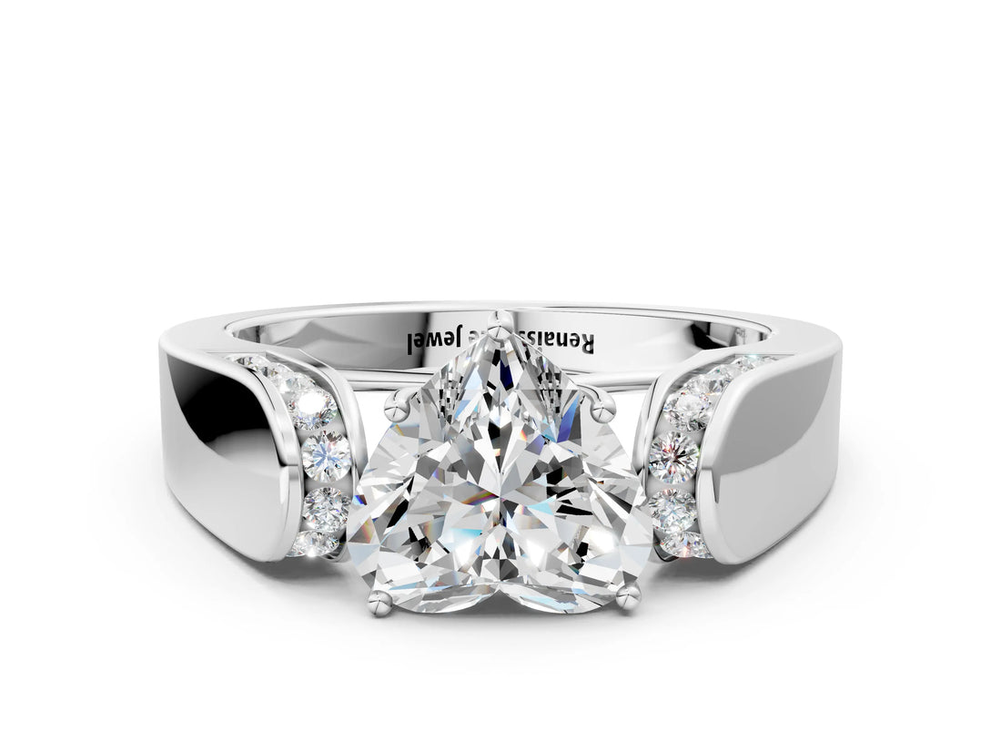 Silver Heart Cut Diamond Channel Set Solitaire Ring with Four-Prong Setting_22