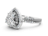 Silver Heart Cut Diamond Double Halo Ring with Split Shank and Four-Prong Setting_19