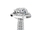 Silver Heart Cut Diamond Double Halo Ring with Split Shank and Four-Prong Setting_24