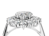 Silver Heart Cut Diamond Floral Double Halo Engagement Ring with Prong Setting_11