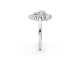Silver Heart Cut Diamond Floral Double Halo Engagement Ring with Prong Setting_9