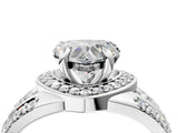 Silver Heart Cut Diamond Halo Ring with Split Shank and Bezel Accents and Four-Prong Setting_17