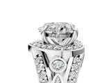 Silver Heart Cut Diamond Halo Ring with Split Shank and Bezel Accents and Four-Prong Setting_18