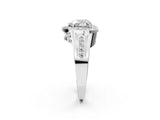 Silver Heart Cut Diamond Halo Ring with Split Shank and Bezel Accents and Prong Setting_15