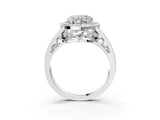 Silver Heart Cut Diamond Halo Ring with Split Shank and Bezel Accents and Prong Setting_16