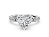 Silver Heart Cut Diamond Pavé Solitaire Ring with Round Band and Prong Setting_16