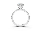 Silver Heart Cut Diamond Pavé Solitaire Ring with Round Band and Prong Setting_19