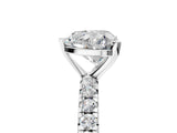 Silver Heart Cut Diamond Pavé Solitaire Ring with Round Band and Prong Setting_21