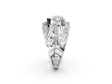 Silver Heart Cut Diamond Pave Art Deco Split Shank Ring with Four-Prong Setting_15