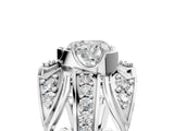Silver Heart Cut Diamond Pave Art Deco Split Shank Ring with Four-Prong Setting_18