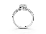 Silver Heart Cut Diamond Scattered Round Accent Ring with Prong Setting_9