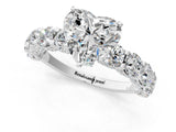 Silver Heart Cut Diamond Side Stone Engagement Ring with Four-Prong Setting_1