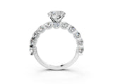 Silver Heart Cut Diamond Side Stone Engagement Ring with Four-Prong Setting_3
