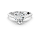 Silver Heart Cut Diamond Solitaire Engagement Ring with Cathedral Setting and Four-Prong Mount_14