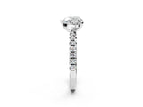 Silver Heart Cut Diamond Solitaire Pavé Engagement Ring with Round Band and Prong Setting_4